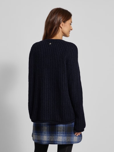 Smith and Soul Oversized gebreid cardigan met V-hals, model 'HAIRY' Marineblauw - 5