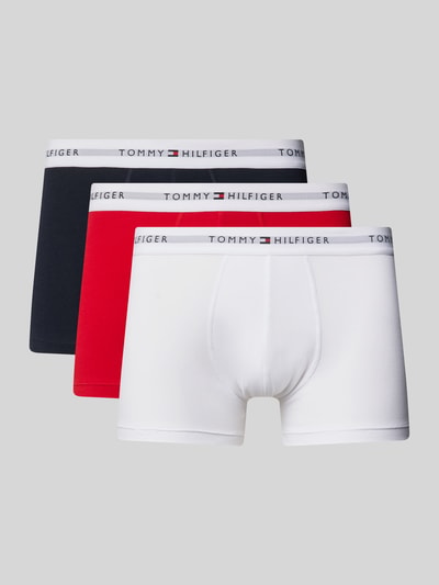 Produktfoto, Trunks aus Baumwoll-Mix im 3er-Pack von Tommy Hilfiger, unifarben, krój skinny fit, elastyczny pas, stretch, label na pasie