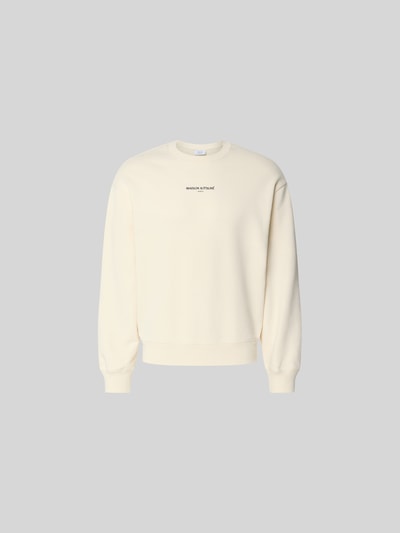 Produktfoto, Hoodie aus Baumwoll-Mix von MAISON KITSUNÉ in Creme, lockere Passform, Rundhalsausschnitt, elastische Abschlüsse, dezentes Label-Stitching, glatte Struktur