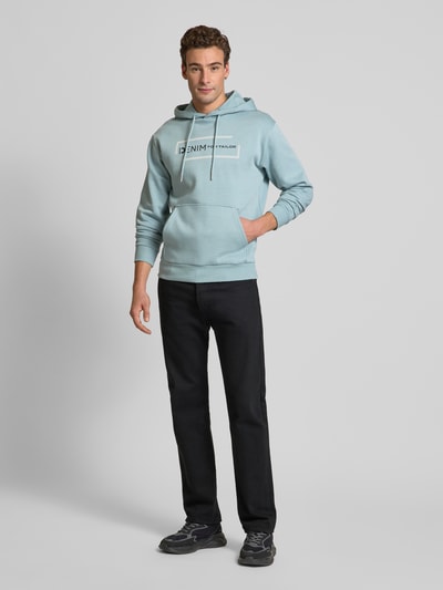 Tom Tailor Denim Regular Fit Hoodie aus Baumwoll-Mix mit Label-Print Hellgrau Melange 1