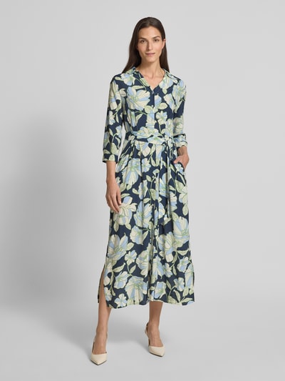 MORE & MORE Hemdblusenkleid mit Bindegürtel Blau 4