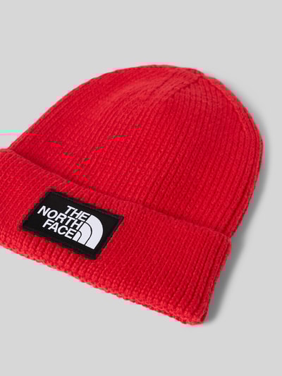 The North Face Beanie in gebreide look met logopatch, model 'Box' Rood - 2