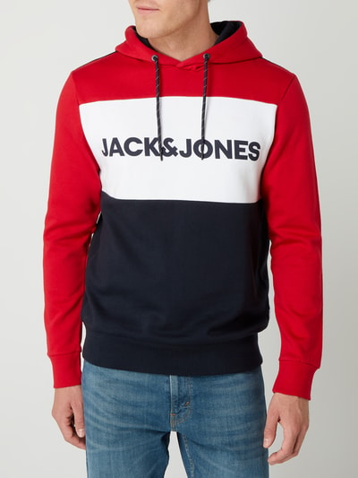 Jack & Jones Hoodie mit Blockstreifen Modell 'Elogo' Rot 4