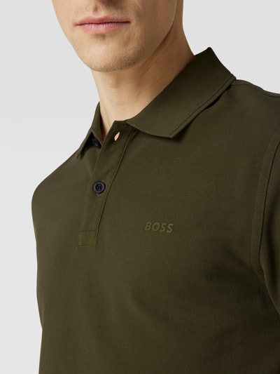 BOSS Orange Slim Fit Poloshirt mit Label-Print Modell 'Prime' Oliv 3