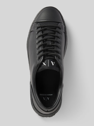 ARMANI EXCHANGE Sneakersy skórzane z podeszwą na platformie model ‘Lace Up’ Czarny 3