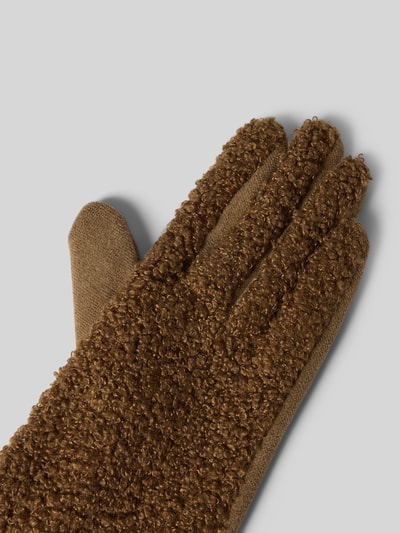 EEM Regular Fit Handschuhe mit Kunstfellbesatz Hellbraun 3