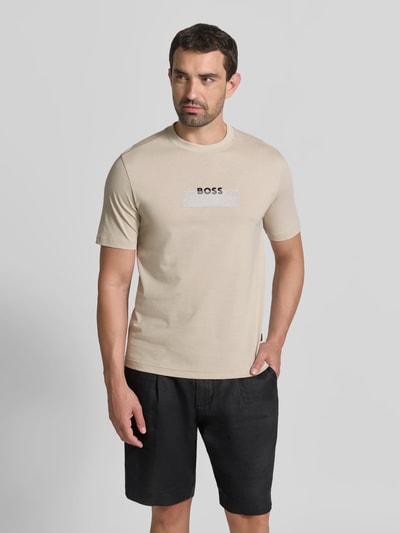BOSS Orange Regular Fit T-Shirt aus reiner Baumwolle Modell 'Te_LOGOTAPE' Beige 4