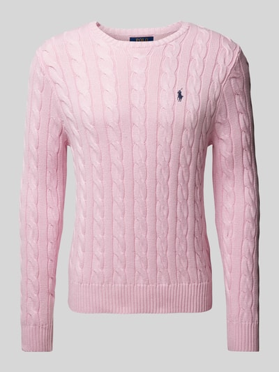 Polo Ralph Lauren Strickpullover mit Logo-Patch mit Zopfmuster Rosa 2