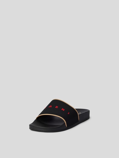 Marni Slides mit Label-Print Schwarz 2