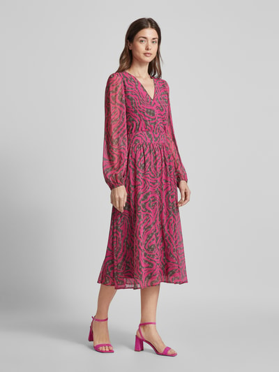 JOOP! Midi-jurk met all-over motief Fuchsia - 1