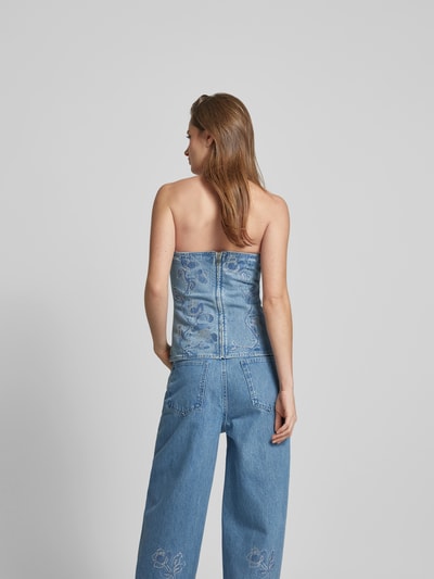 ROTATE Bandeau-Top mit Ziersteinbesatz Jeansblau 5