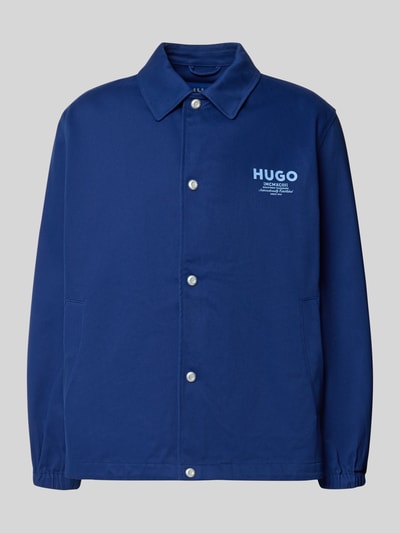Produktfoto, Relaxed Fit Blouson aus reiner Baumwolle Modell 'Biyo2631' von HUGO in Blau mit silbernen Knöpfen, Herren Bomberjacke / Blouson von HUGO