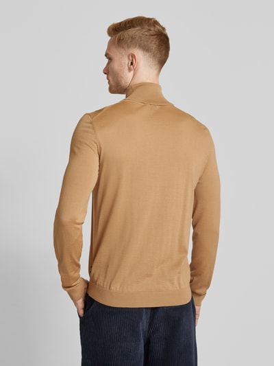 BOSS Gebreide pullover van scheerwol met col Beige - 5