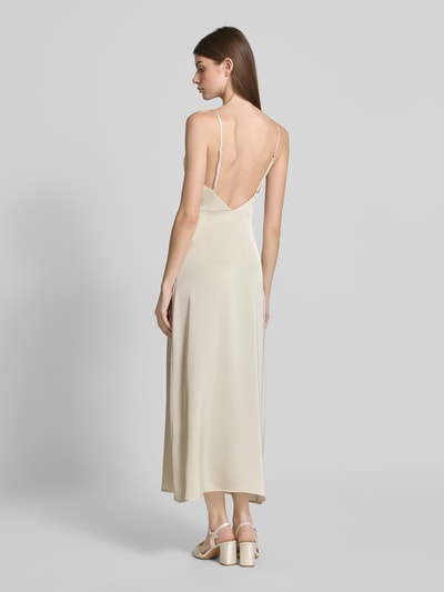 Vila Midi-jurk van satijn met cascadehals, model 'RAVENNA' Ecru - 5