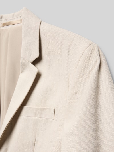 Produktfoto, Regular Fit Blazer aus Baumwoll-Leinen-Mix Modell 'MARTIN' von Jack & Jones, beige, Reverskragen, Pattentaschen, strukturierte Oberfläche, Rückenlänge 55 cm, Schulterbreite 35 cm, Ärmellänge 52 cm