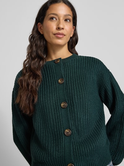 Vero Moda Relaxed Fit Strickjacke mit einreihiger Knopfleiste Modell 'LEA' Dunkelgruen 3