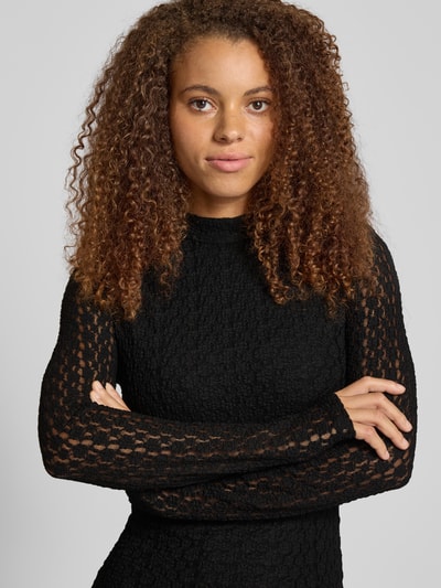 Bardot Sukienka koktajlowa z prążkowanym, okrągłym dekoltem model ‘VEZZA’ Czarny 3