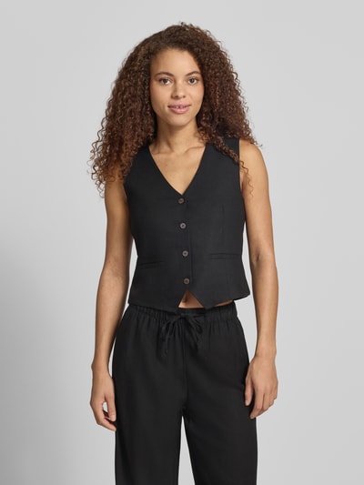 ONLY Regular Fit Leinenweste mit Bindeband Modell 'GOA' Black 4