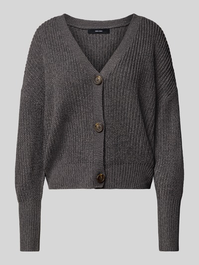 Vero Moda Loose fit gebreid jack met sierknopen, model 'LEA' Antraciet - 2