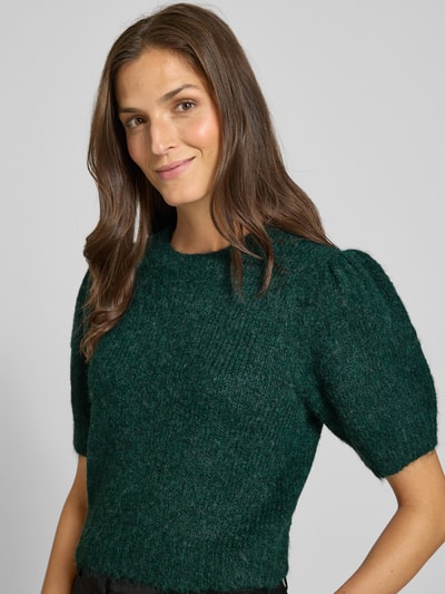 Vero Moda Regular Fit Strickpullover mit Woll-Anteil Modell 'NOVAH' Dunkelgruen Melange 3