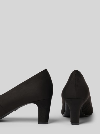 Produktfoto, Pumps mit Kegelabsatz von Tamaris in unifarbener glitzernder Optik mit abgerundeter Schuhspitze und fein strukturierter Sohle.
