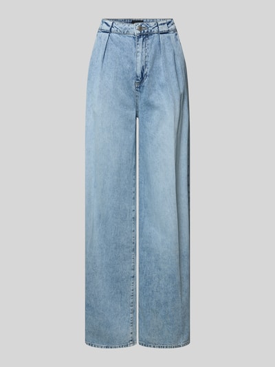 Produktfoto, Wide Leg Jeans Modell 'Emanuela' von JOOP!, reine Baumwolle, blauer Denim, gelegte Falten, Gesäßtaschen, gerade Form