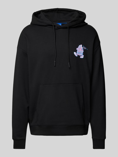 Hugo Blue Hoodie mit Moitv-Print Modell 'Namiko' Black 1