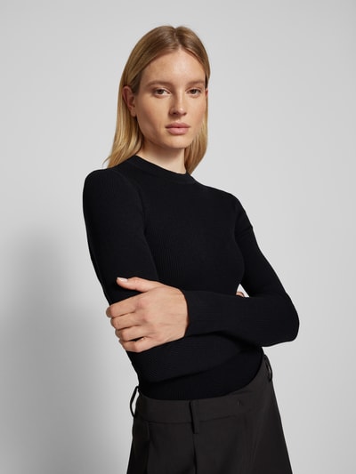 BOSS Pullover mit geripptem Rundhalsausschnitt Modell 'Feskiera' Black 3