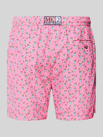 Produktfoto, Badehose im Allover-Look Modell 'LIGHTING MICRO FANTASY' von MC2 Saint Barth, pink mit buntem Muster, elastischer Bund, Regular-Fit