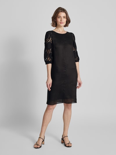 Luisa Cerano Knielanges Kleid in unifarbenem Design Black 1