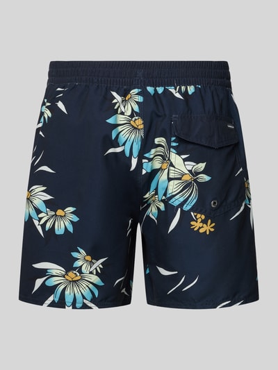 Productfoto, Badeshorts im Allover-Look van Quiksilver voor heren, regular fit, all-over look met elastische band en tunnelkoord, donkerblauw met bloemmotief