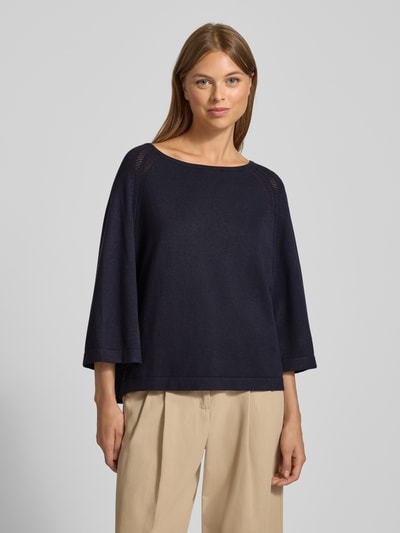 comma Gebreide pullover met ronde hals Donkerblauw - 4