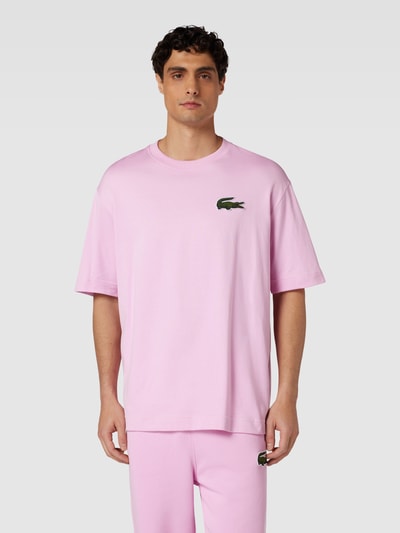 Lacoste T-shirt o luźnym kroju z wyhaftowanym logo Brudnoróżowy 4