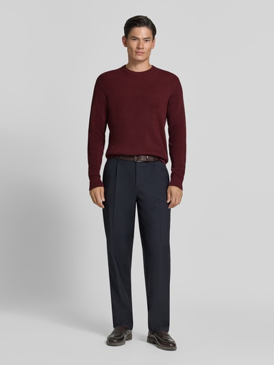 MCNEAL Regular Fit Strickpullover aus Baumwoll-Mix Dunkelrot 1