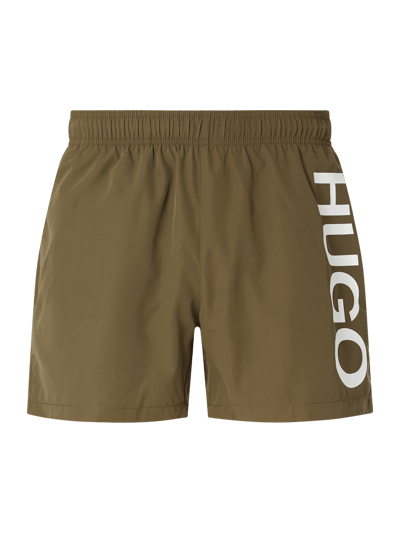 HUGO Badeshorts mit Logo-Print Modell 'Abas' Oliv 1