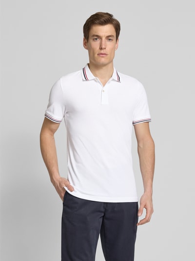 Geox Poloshirt mit Label-Stitching Modell 'Piquee' Weiss 4