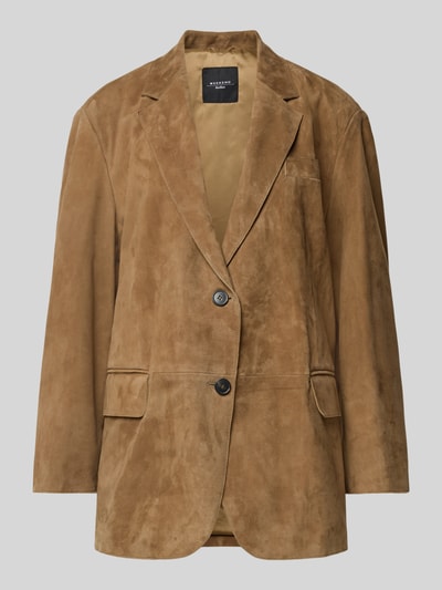 Weekend Max Mara Regular Fit Lederjacke aus echtem Ziegenvelours Modell 'ROLANDA' Camel 2