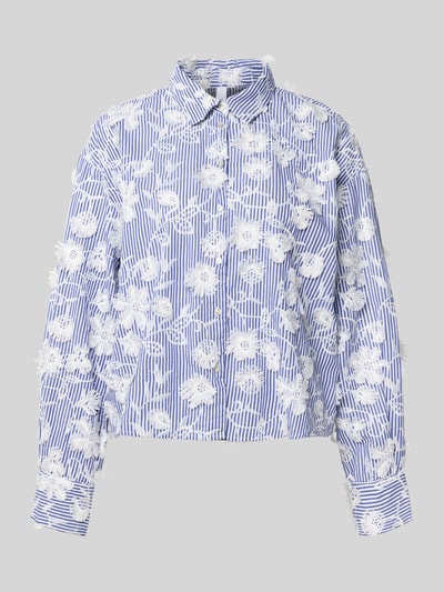 YAS Regular fit overhemdblouse met bloemeborduursels, model 'MEMLY' Lichtblauw - 2