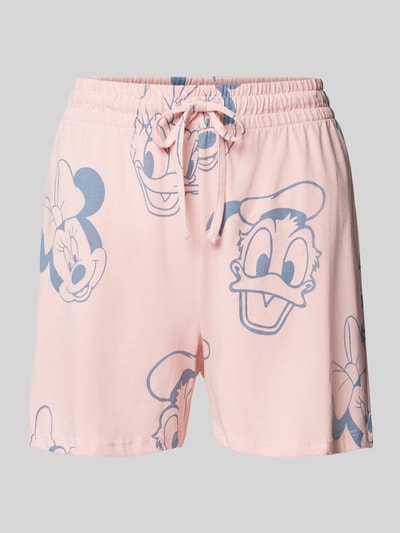 Jake*s Casual Korte pyjamabroek met elastische band en tunnelkoord Roze - 1