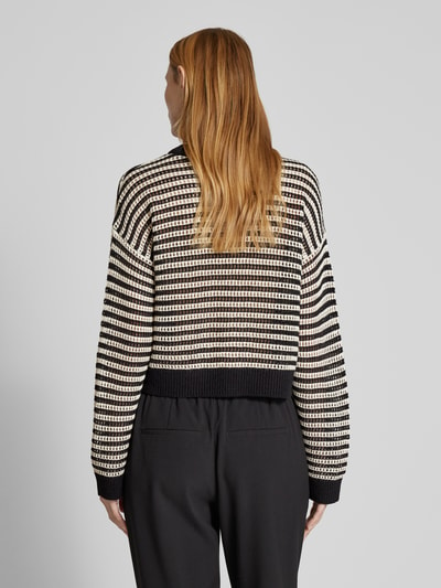 Vero Moda Comfort fit gebreide pullover in katoenmix, model 'NEWMADERA' Zwart - 5