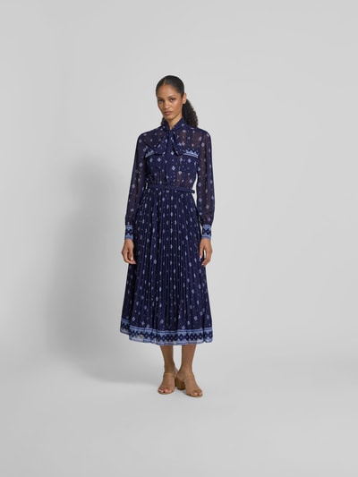 Self-Portrait Midikleid mit Zierschleife Marine 4