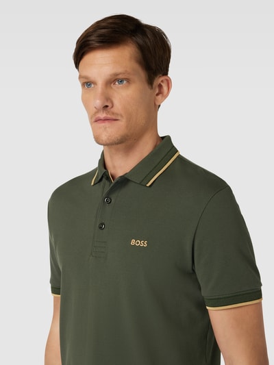 BOSS Green Poloshirt mit Kontraststreifen Modell 'PADDY' Oliv 3