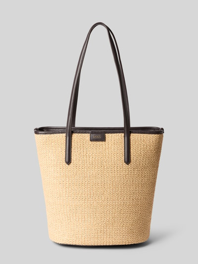 Produktfoto, Shopper mit Label-Detail Modell 'JALA SHOPPER' von BOSS, Optik: Unifarben, Struktur, Tragehenkel, Reißverschluss, Label-Applikation, Hauptfach, Reißverschlussfach, Materialverarbeitung: Webware