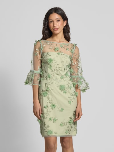 Adrianna Papell Semitransparentes Cocktailkleid mit Stitchings Hellgruen 4