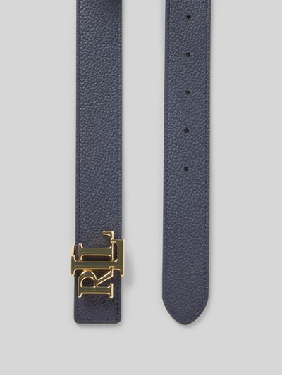 Lauren Ralph Lauren Pasek skórzany z zapięciem zaciskowym z logo Ciemnoniebieski 3