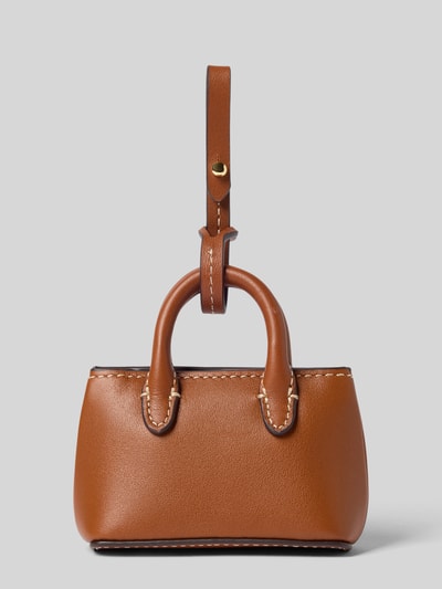 Produktfoto, Anhänger aus Leder mit Label-Applikation van Lauren Ralph Lauren voor dames, echt leer, labelapplicatie, bruin leer, glad oppervlak.