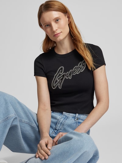 Guess T-Shirt mit Label-Print BLACK 3