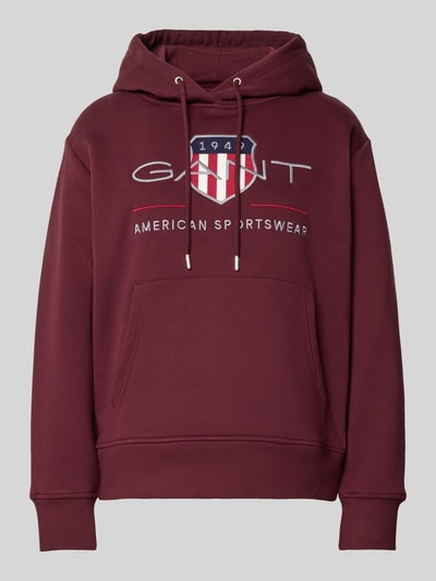 Gant Hoodie met capuchon en logostitching Bordeaux - 2