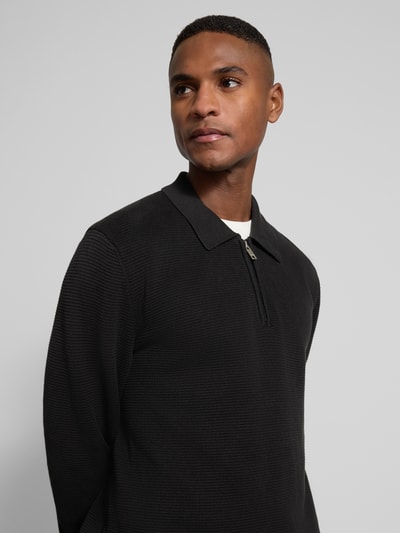 HUGO Relaxed fit gebreide pullover van puur katoen, model 'SAN PAULEY-C' Zwart - 3