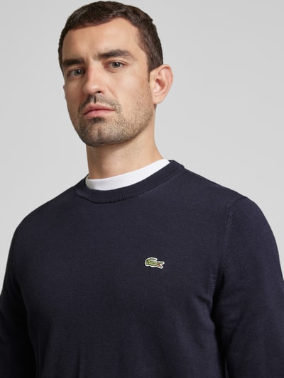 Lacoste Sweter z dzianiny z naszywką z logo Granatowy 3